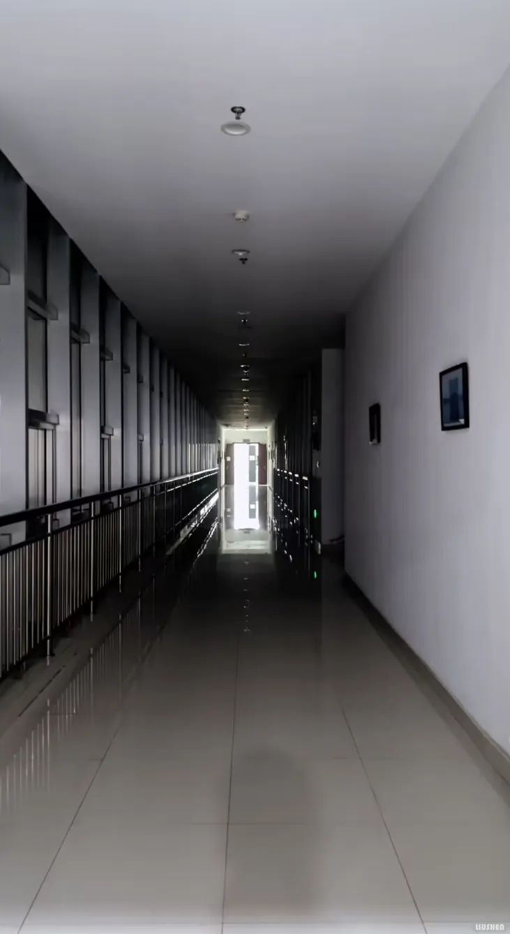 凌晨的图书馆背书走廊